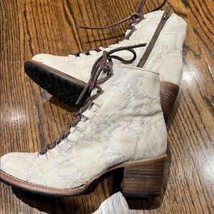 Freebird by Steven Cream and Brown Lace-Up Boots